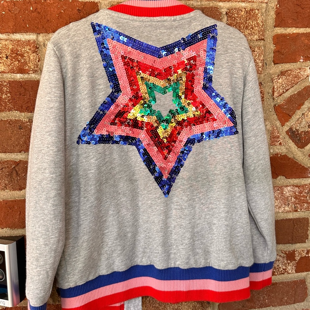 Mini Boden Size 8/9 Star Sequin Bomber Jacket